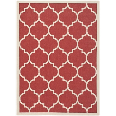 Safavieh 2 Ft. -7 In. X 5 Ft. Rectangle Indoor-Outdoor Courtyard- Red And Bone- Machine Made Rug CY6914-248-3